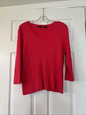 Jean Pierre coral V-Neck Ribbed Sweater